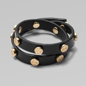 Tory Burch Black and Gold Wrap Bracelet